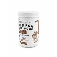 Paw & Heal - Omega 3 Treats For Dogs - Skin and Coat 180 Soft Chews - Peanut Butter